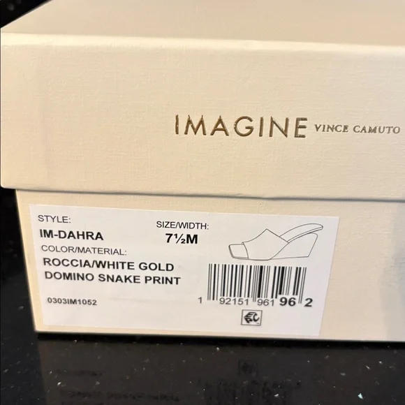 *Vince Camuto IM-DAHRA ROCCIA White Gold DOMINO Snake Print Open Toe Wedges - Picture 3 of 16